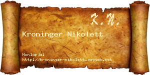 Kroninger Nikolett névjegykártya